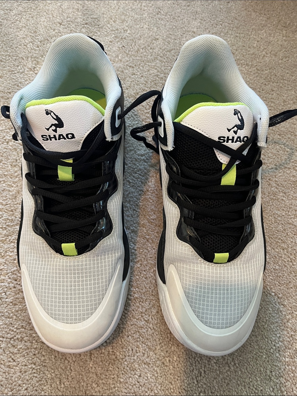Men’s White & Black Athletic Sneakers with Lime Accents